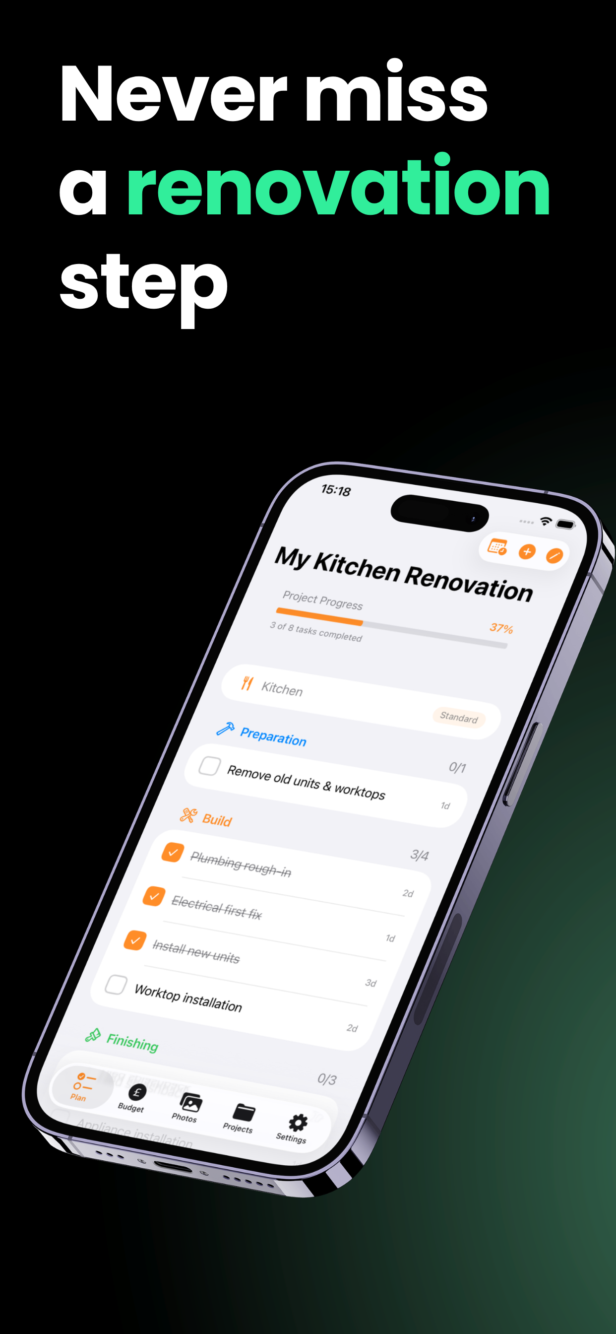 Never miss a renovation step