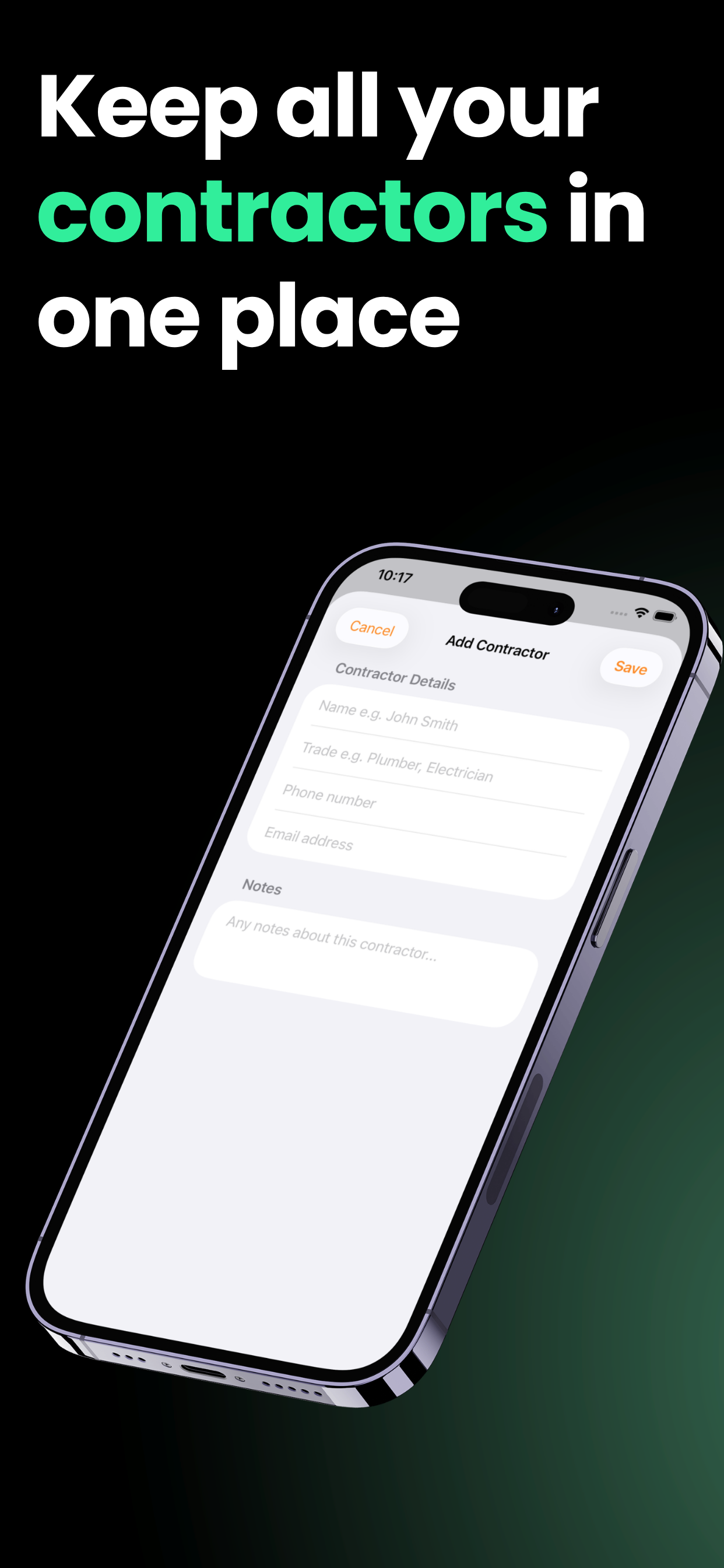 Keep all your contractors in one place